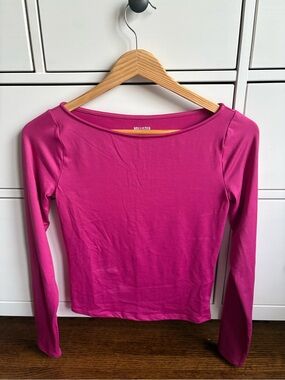 Hollister Womens Soft Stretch Seamless Fabric Slash-Neck Top